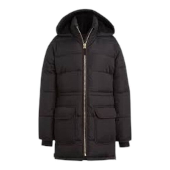 J Crew Womens Puffer Jacket~Size XS Petite~Black Midthigh Zip Pockets L11 36 - Picture 3 of 14